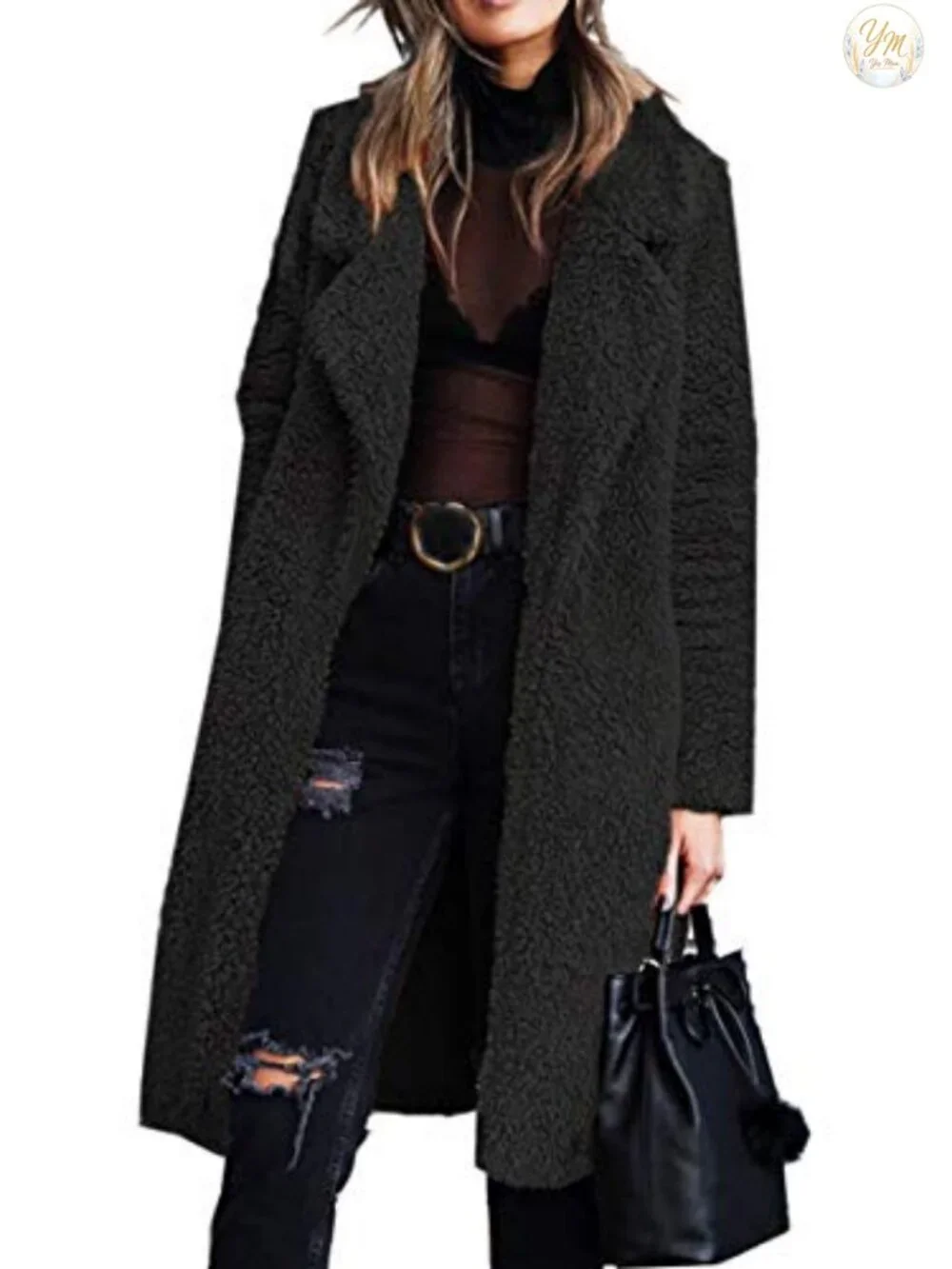 Faux Fur Open Front Fuzzy Cardigan Coat Women's Fleece Winter Jacket